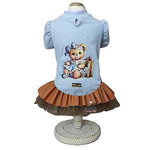 Conjunto de Roupa para Cachorro Azul e Caramelo