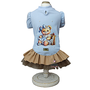 Conjunto de Roupa para Cachorro Azul e Nude