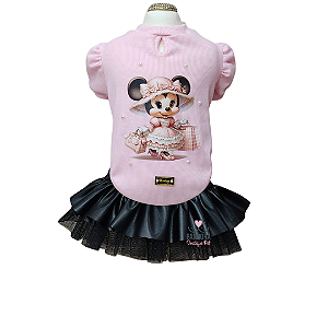 Conjunto de Roupa para Cachorro Rosa e Preto