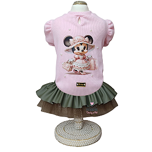 Conjunto de Roupa para Cachorro Rosa e Verde