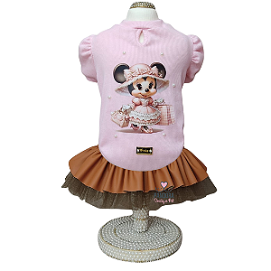 Conjunto de Roupa para Cachorro Rosa e Caramelo