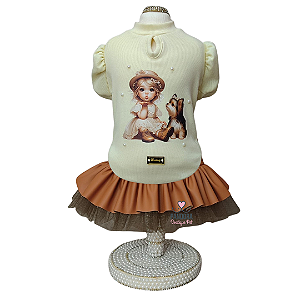 Conjunto de Roupa para Cachorro Amarelo e Caramelo