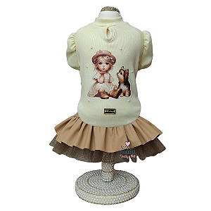 Conjunto de Roupa para Cachorro Amarelo e Nude