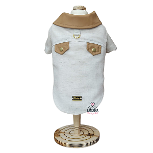 Camisa Para Cachorro em Linho DuDog Bolso Nude