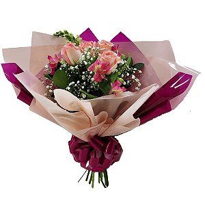 Buquê de 4 Rosas Cor de Rosa