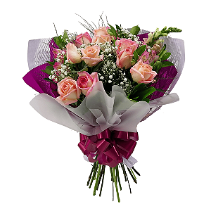 Buquê Classic de 10 Rosas Cor de Rosa