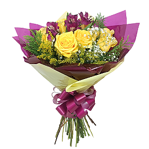 Buquê Luz do Dia – 12 Rosas Amarelas Radiantes