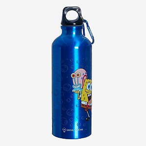 GARRAFA DE ALUMINIO 500ML C/MOSQUETAO BOB ESPONJA E PATRICK