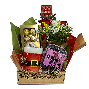 Bandeja Natal com Arranjo de Rosas