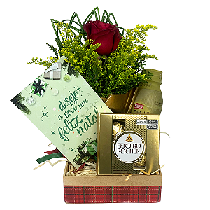 Caixinha Mimo com Arranjo de Rosa