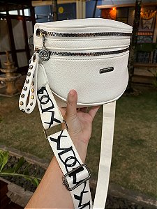 Bolsa transversal branca com abertura lateral
