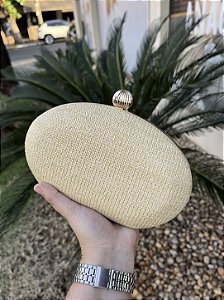 Bolsa clutch tressê oval fecho bola