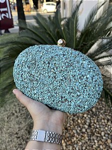 Bolsa Cluth cascalho azul turquesa