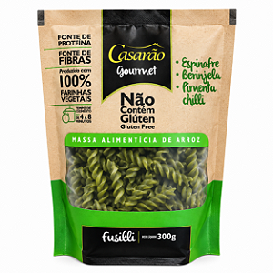 Macarrão de Arroz Fusilli Espinafre - 300g - Casarão