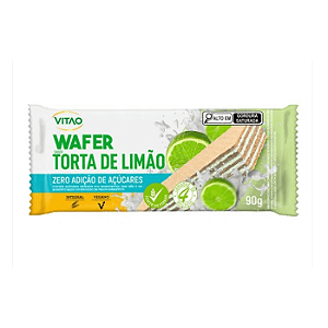 Wafer Sabor Torta de Limão Vegano Zero Açúcar - 90g - Vitao