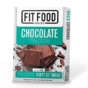 Chocolate 70% Cacau (com Stevia) 40g - Fit Food