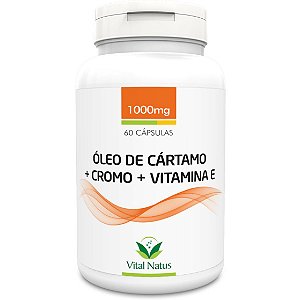 Óleo de Cártamo + Cromo + Vitamina E - 60 Cápsulas (1000mg) - Vital Natus