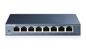 Switch TP-Link TL-SG108 - 8 Portas - Ate 1000MBPS - Cinza