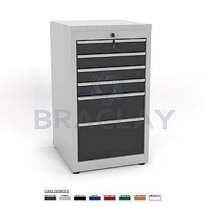 Gaveteiro Industrial Modular 6 Gavetas 500X900X550MM BA-0750 ERGOFLEX BRACLAY