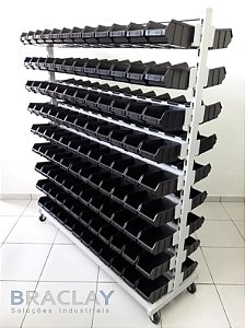 Estante Para Caixa Bin  Dupla com rodízios para 216 Caixas N°4 BRA-EP216/4 BRACLAY