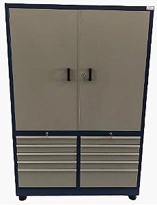Armário Industrial para ferramentas C/ 2 prateleiras, painel perfurado e 10 gavetas BRA-2125GP BRACLAY