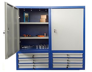 Armário industrial para ferramentas de parede c/ 06 gavetas e prateleiras BRA-10208 BRACLAY