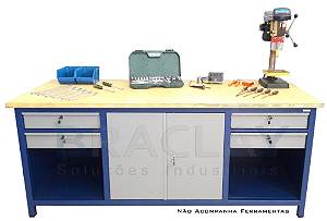 Bancada industrial fechada com 04 gavetas e 02 portas-10129 BRACLAY