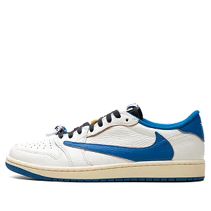 Tênis Air Jordan 1 Low x Travis Scott x Fragment 'Sail Military Blue'