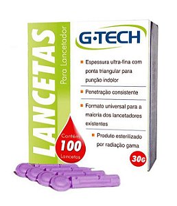 Lanceta para Lancetador 30G CX C/ 100 Un. G-Tech