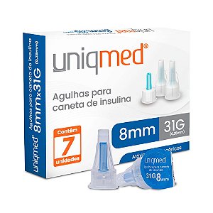 Agulha para Caneta de Insulina 8mm 31G caixa c/7un. Uniqmed