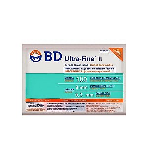 Seringa Insulina Ultra-Fine II 1mL 100UI Ag.8x0,30mm PCT c/ 10un BD