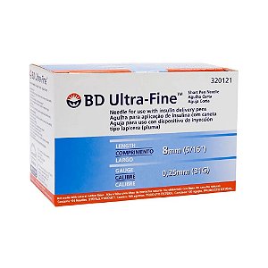 Agulha Ultra-Fine para Caneta de Insulina 8mm 31G c/ 100un BD