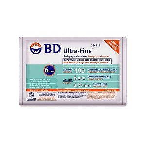 Seringa Insulina Ultra-Fine 1mL 100UI Ag.6x0,25mm PCT c/ 10un BD