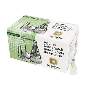 Agulha para Caneta de Insulina 4mm 32G Caixa c/ 100un. Descarpack