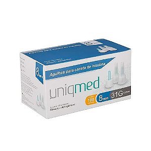 Agulha para Caneta de Insulina 8mm 31G caixa C/100un Uniqmed