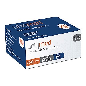 Auto Lanceta de Segurança 23G x 1,8mm C/100 Un. Uniqmed