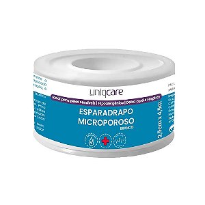 Esparadrapo Microporoso Branco 2,5cm x 4,5m Uniqcare