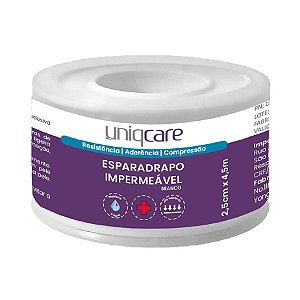 Esparadrapo Impermeável Branco 2,5cm x 4,5m Uniqcare