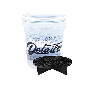 BALDE COM SEPARADOR DE PARTICULAS TRANSPARENTE - LOGO PRETO DETAILER