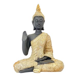 Buda Sidarta Dourado com Preto 32cm