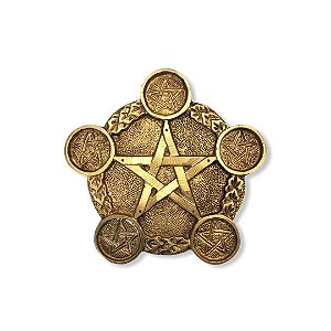 Castiçal Pentagrama Dourado