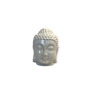 Rechaud Cabeça Buda de Cerâmica Branco 12cm