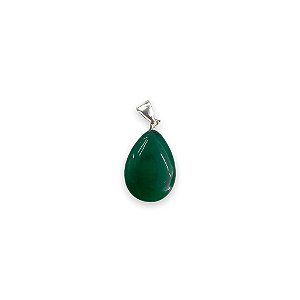 Pingente jade verde oval prata