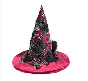 Chapéu de Bruxa Vermelho e Preto