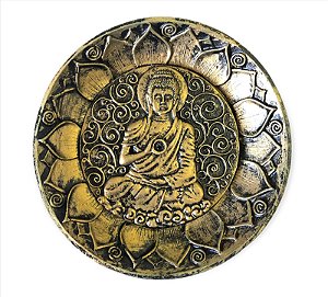 Incensário Prato Buda Dourado