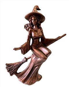 Bruxa Voando na Vassoura Bronze