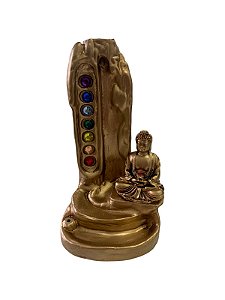 Incensário Cascata dos 7 Chakras com Buda - dourado