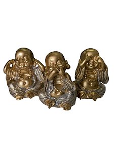 Trio Buda Dourado com Glitter: Não ouço, não falo e não vejo