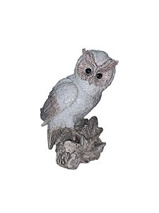 Coruja Branca com Brilho 14,5cm