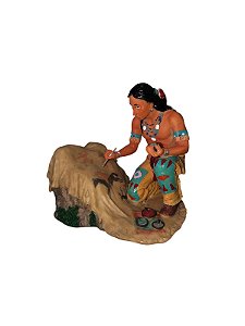 Estatueta Indígena Pintando